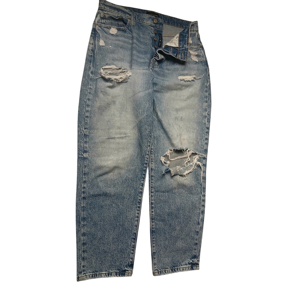 Lucky Brand Womens 10/30A High Rise Distressed Mom Jeans Light Acid Wash Blue - Picture 7 of 12